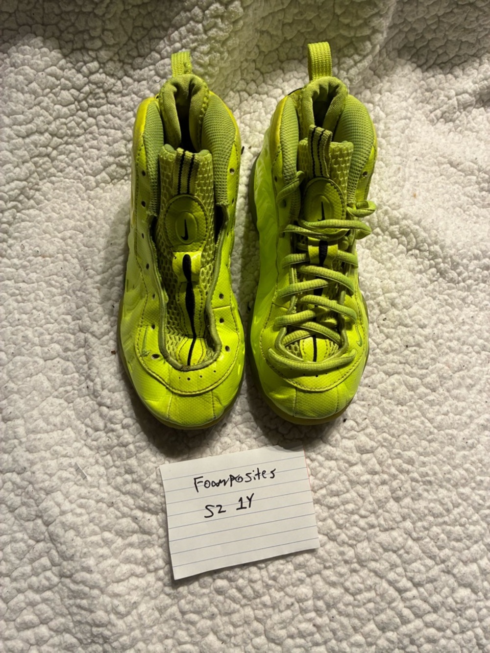 Nike Kids Neon Yellow Foamposite High-Top Sneakers
